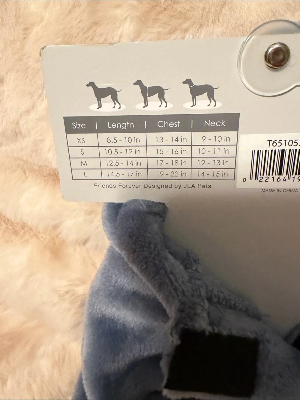 Plush Dog Hoodie - Blue XS